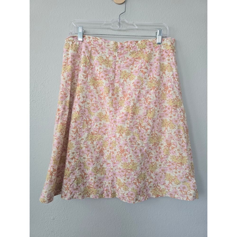 American Eagle Floral Cotton Skirt Size 6 with Pockets Pink Peach Cream A‑Line - Picture 4 of 7